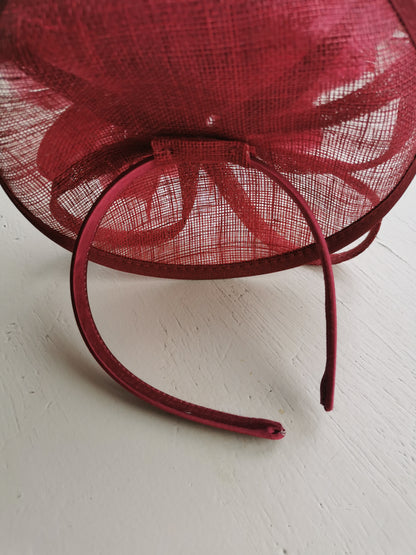 Fascinator On a Satin Alice band With Feathers and Clear Acrylic Rhinestone