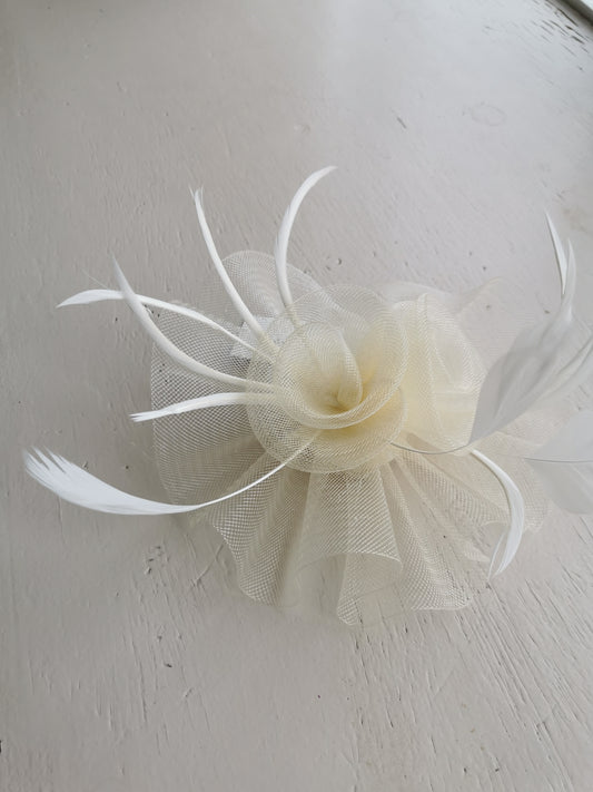 Mesh Flower Fascinator On A Concord Clip With Feather