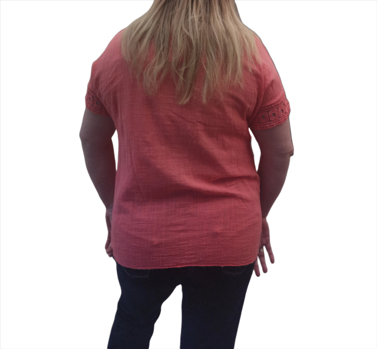 Round Neck Tunic Top with Crochet Detailing on Hems