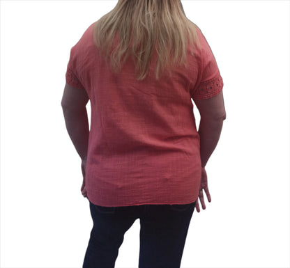 Round Neck Tunic Top with Crochet Detailing on Hems