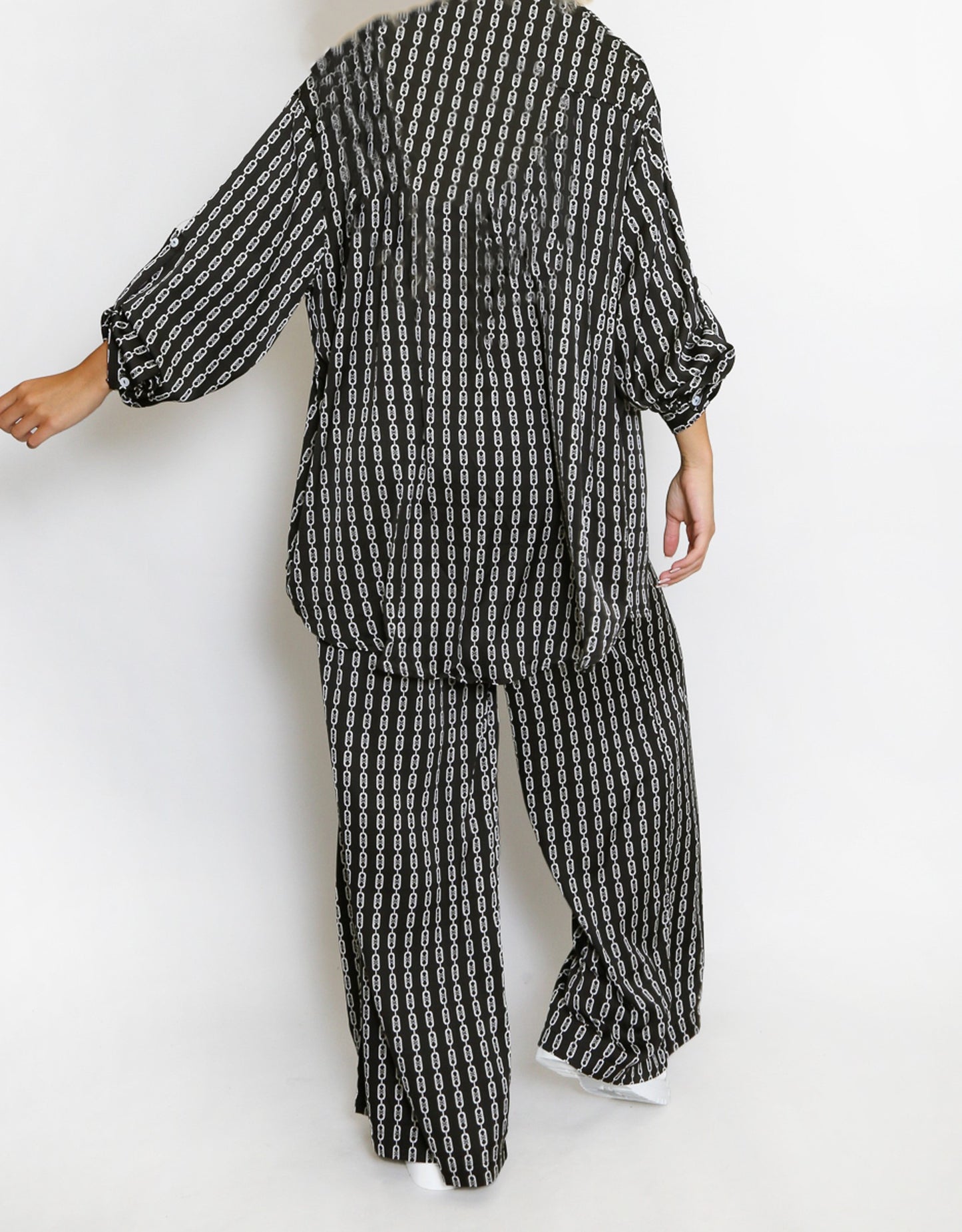 Printed Shirt And Wide Leg Trouser Set