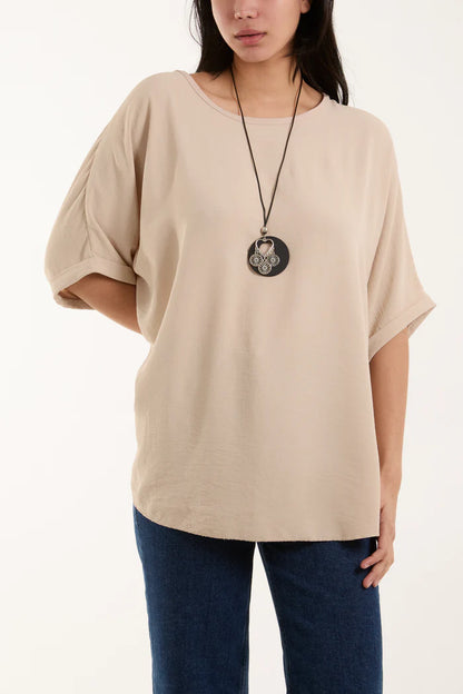 Short Sleeve Necklace Top
