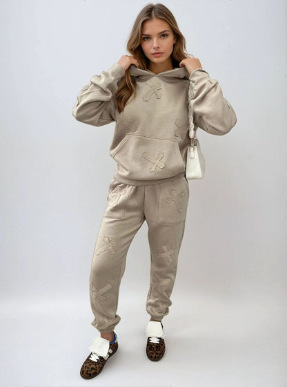 Cross Detail Oversized Hoodie and Jogger Co-ord Set