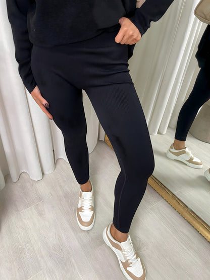 High Waisted Rib Curvy Leggings