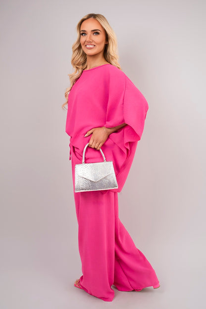Batwing Top and Drawstring Wide Leg Trousers Co-ord Set