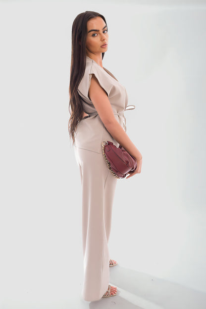 Belted Sleeveless Vest Top and Trouser Co-ord Set